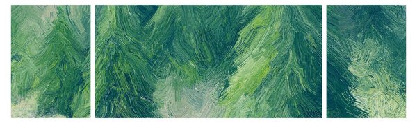 Obraz - Malowane drzewa iglaste (170x50 cm)