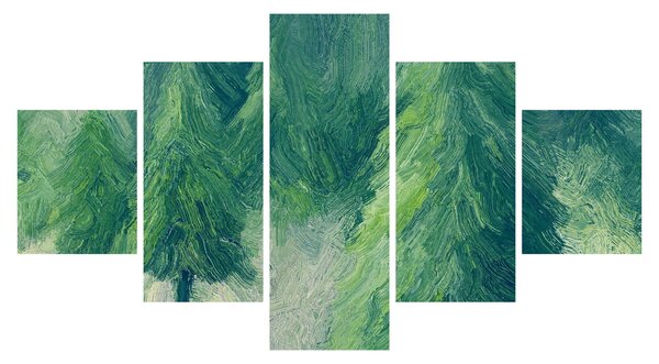 Obraz - Malowane drzewa iglaste (125x70 cm)