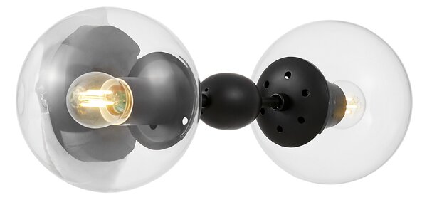 LAMPA ŚCIENNA KINKIET LOFTOWY PRZEZROCZYSTO-CZARNY ZODIAK W2