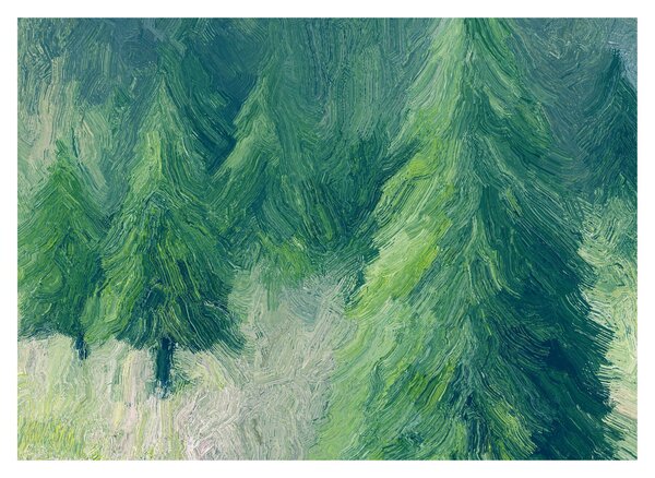 Obraz - Malowane drzewa iglaste (70x50 cm)