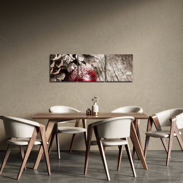 Obraz - Dekoracje świąteczne (z zegarem) (90x30 cm)