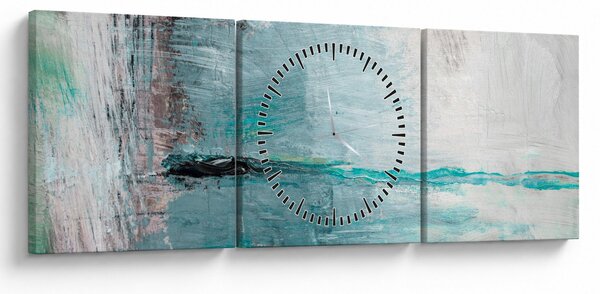 Obraz - Abstrakcyjny obraz olejny (z zegarem) (90x30 cm)