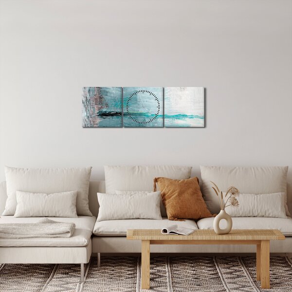 Obraz - Abstrakcyjny obraz olejny (z zegarem) (90x30 cm)