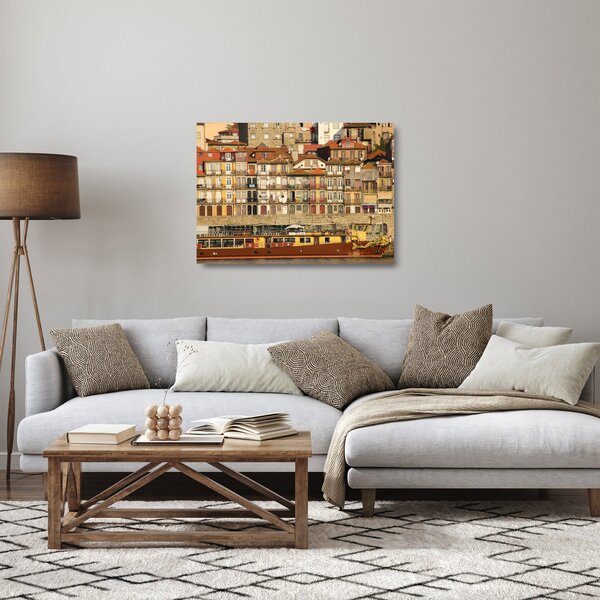 Obraz na szkle - Dzielnica Waterfront, Portugalia (70x50 cm)