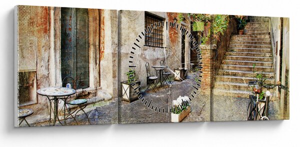 Obraz - Stare ulice Rzymu (z zegarem) (90x30 cm)