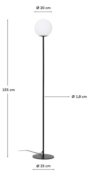 Biała/czarna lampa stojąca ze szklanym kloszem (wysokość 155 cm) Brisia – Kave Home