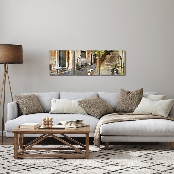Obraz - Stare ulice Rzymu (z zegarem) (90x30 cm)