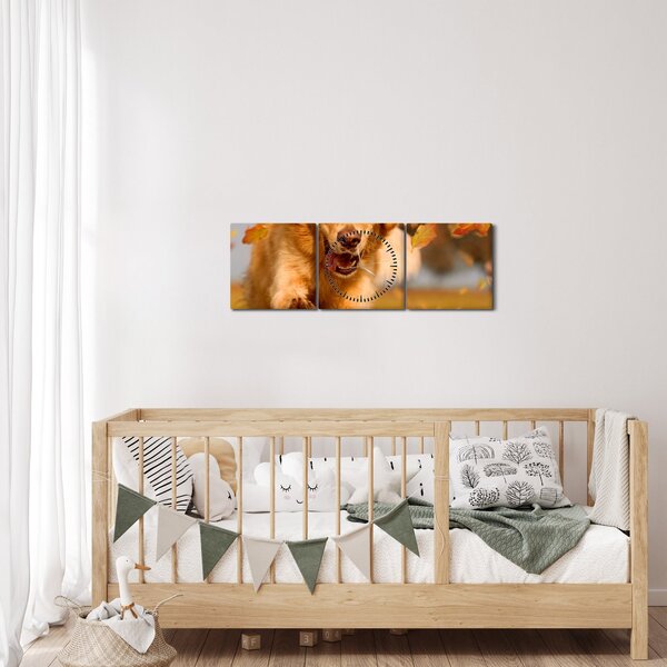 Obraz - Golden Retriever (z zegarem) (90x30 cm)