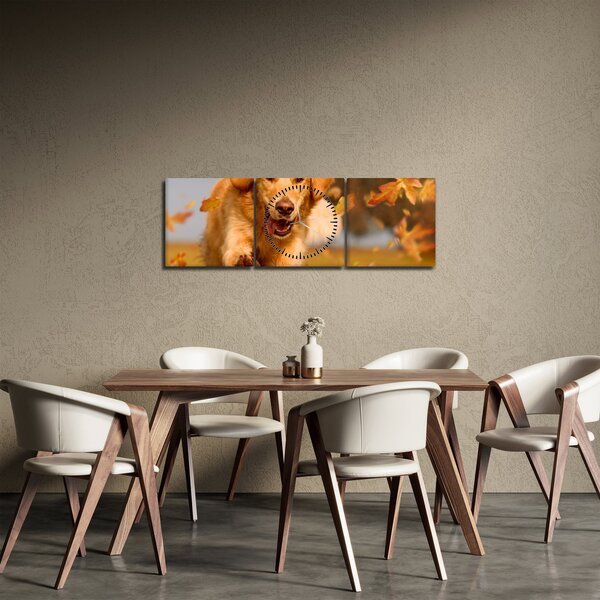 Obraz - Golden Retriever (z zegarem) (90x30 cm)