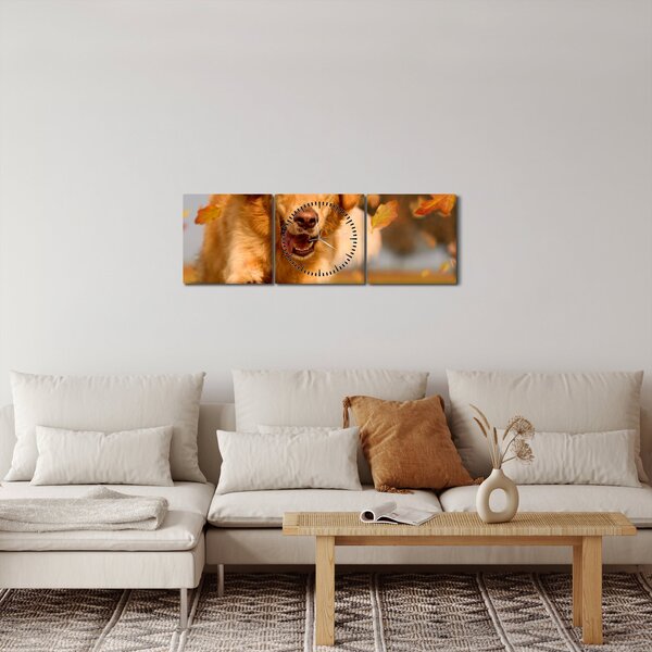 Obraz - Golden Retriever (z zegarem) (90x30 cm)