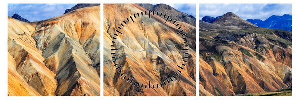 Obraz - Landmannalaugar (z zegarem) (90x30 cm)
