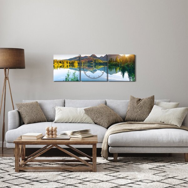 Obraz - Jezioro (z zegarem) (90x30 cm)