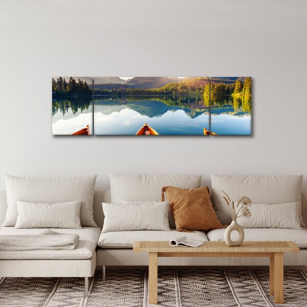 Obraz - Jezioro z łodziami (170x50 cm)