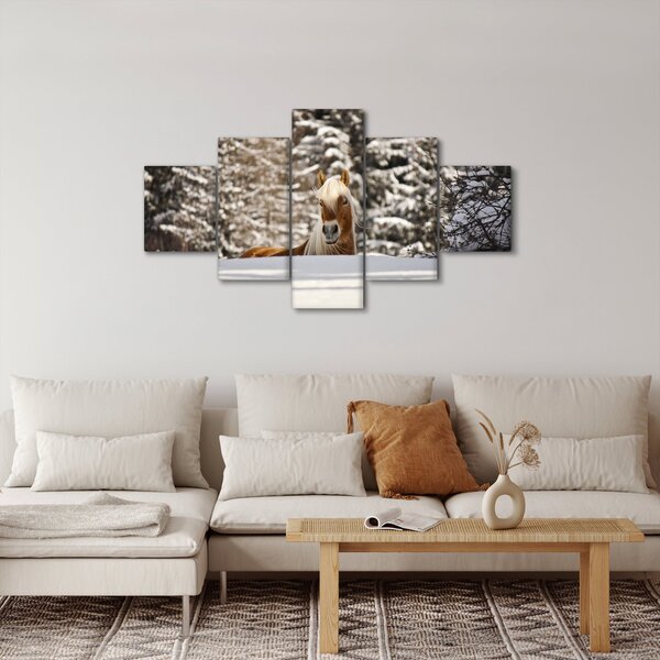 Obraz - Koń w zimowym krajobrazie (125x70 cm)