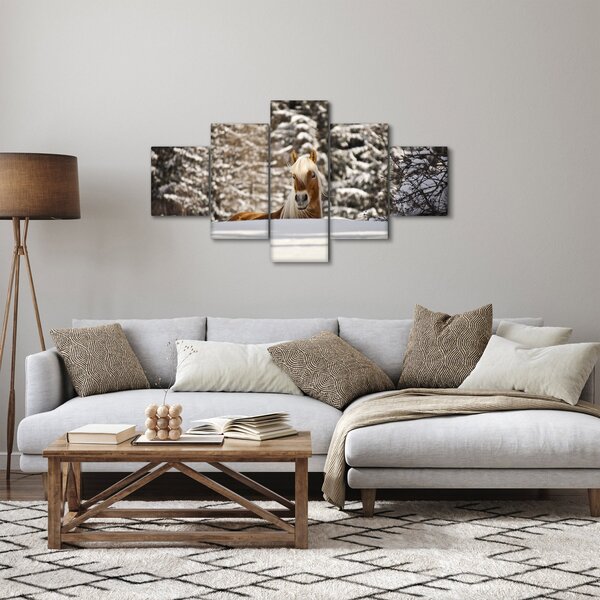 Obraz - Koń w zimowym krajobrazie (125x70 cm)