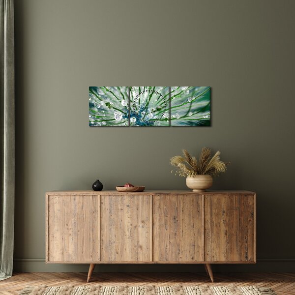 Obraz - Makro zdjęcie kwiatu (z zegarem) (90x30 cm)