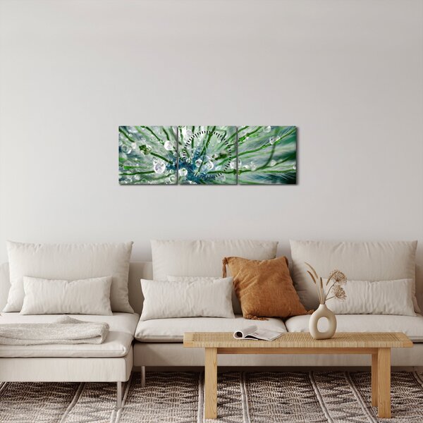 Obraz - Makro zdjęcie kwiatu (z zegarem) (90x30 cm)