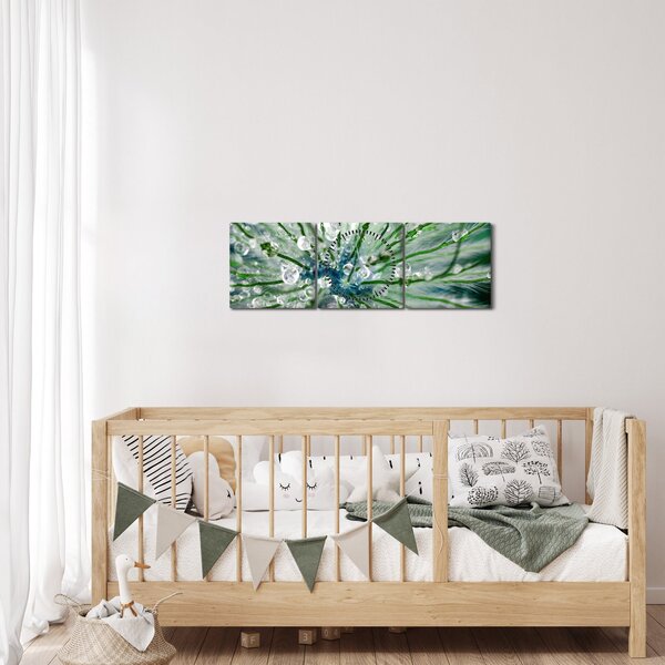 Obraz - Makro zdjęcie kwiatu (z zegarem) (90x30 cm)