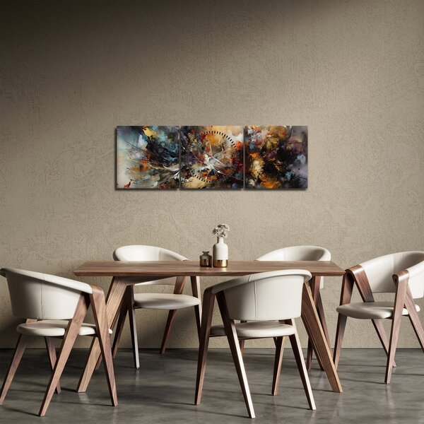 Obraz - Grafika abstrakcyjna (z zegarem) (90x30 cm)