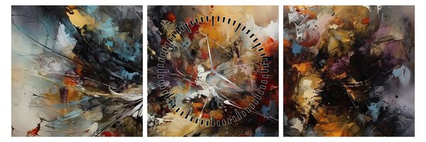 Obraz - Grafika abstrakcyjna (z zegarem) (90x30 cm)
