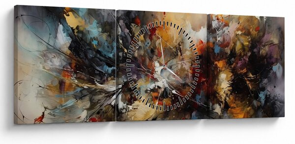 Obraz - Grafika abstrakcyjna (z zegarem) (90x30 cm)