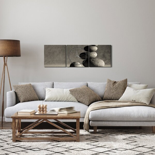 Obraz - Szare kamienie (z zegarem) (90x30 cm)