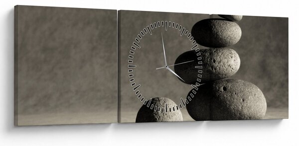 Obraz - Szare kamienie (z zegarem) (90x30 cm)
