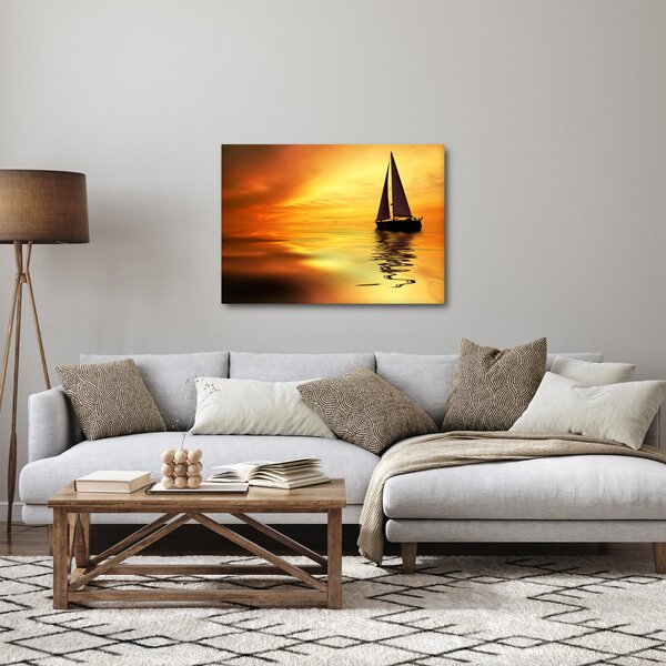 Obraz - Żaglówka o zachodzie słońca (70x50 cm)