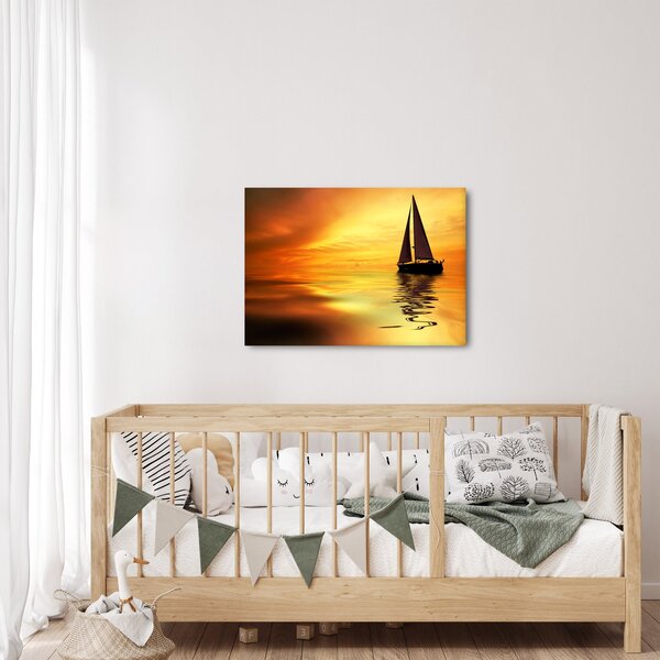 Obraz - Żaglówka o zachodzie słońca (70x50 cm)