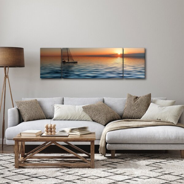 Obraz - Żaglówki na morzu (170x50 cm)