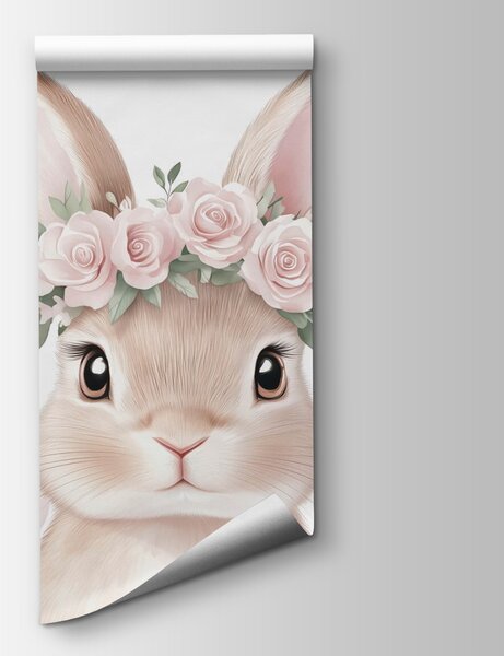 Fototapeta Królik w koronie z kwiatów, Fototapety z zwierzętami, Popularne Fototapety, w03169 - Tapeko.pl