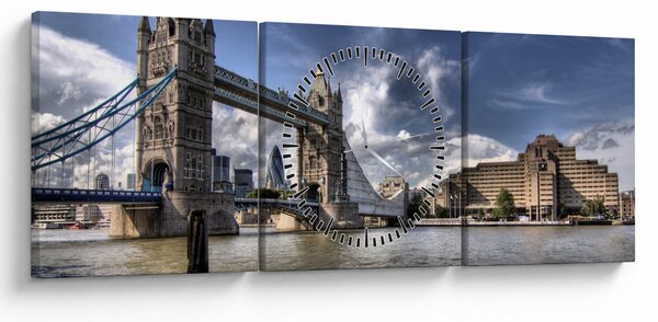 Obraz - Tower Bridge w Londynie (z zegarem) (90x30 cm)