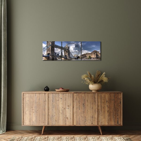 Obraz - Tower Bridge w Londynie (z zegarem) (90x30 cm)