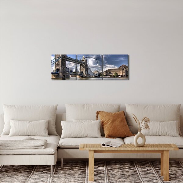 Obraz - Tower Bridge w Londynie (z zegarem) (90x30 cm)
