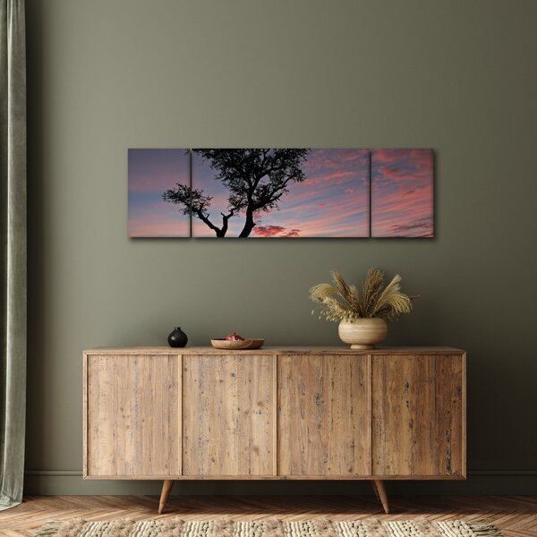 Obraz - Drzewo i czerwonawe odcienie (170x50 cm)