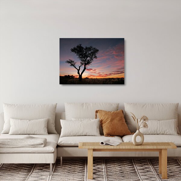 Obraz na szkle - Drzewo i czerwonawe odcienie (70x50 cm)