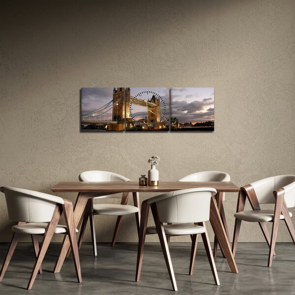 Obraz - Tower Bridge nocą (z zegarem) (90x30 cm)