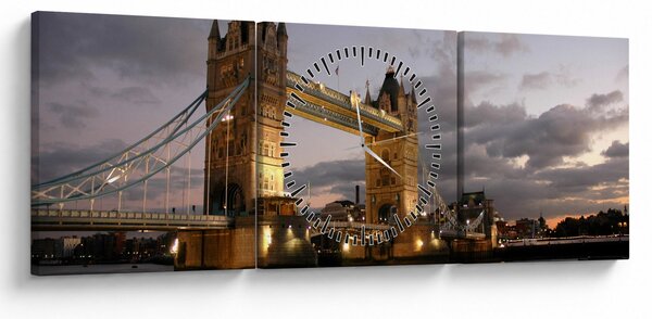 Obraz - Tower Bridge nocą (z zegarem) (90x30 cm)