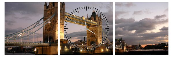 Obraz - Tower Bridge nocą (z zegarem) (90x30 cm)