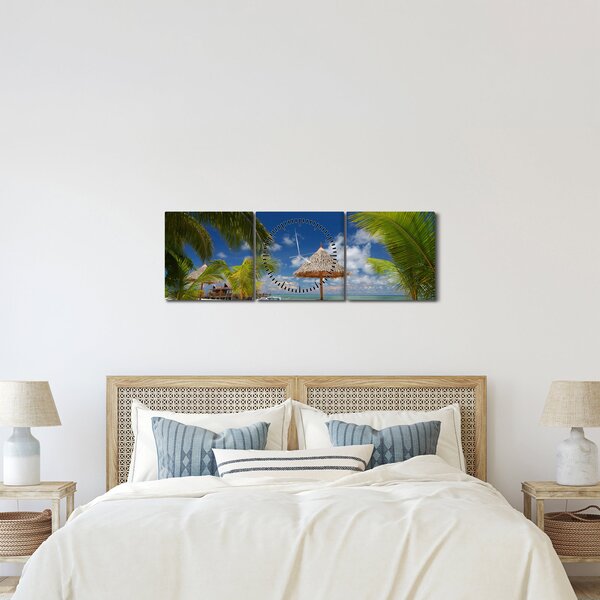 Obraz - Plaża z białym piaskiem (z zegarem) (90x30 cm)