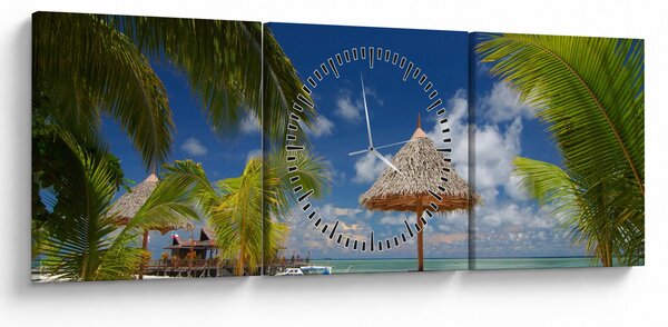 Obraz - Plaża z białym piaskiem (z zegarem) (90x30 cm)