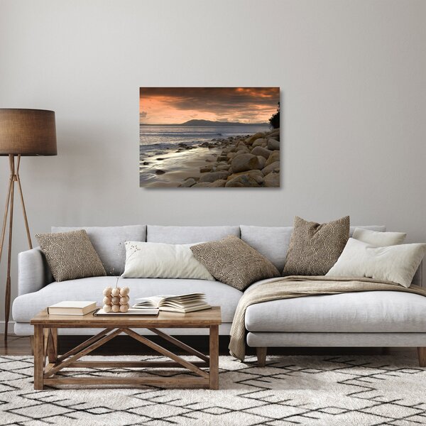 Obraz na szkle - Morze i góry (70x50 cm)