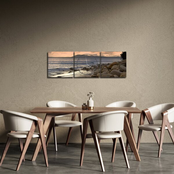 Obraz - Morze i góry (z zegarem) (90x30 cm)