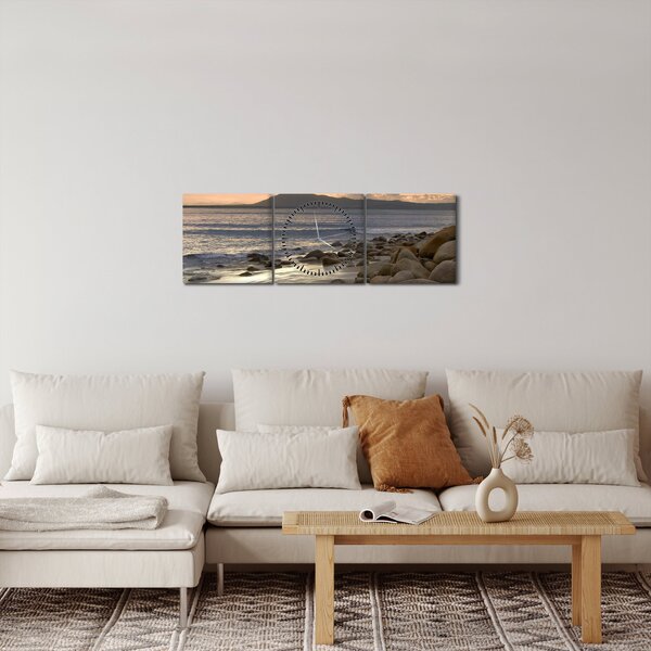 Obraz - Morze i góry (z zegarem) (90x30 cm)