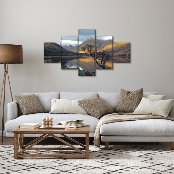 Obraz - Góry nad jeziorem (125x70 cm)