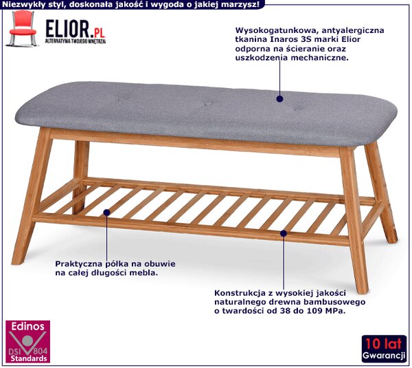 Drewniana ławka z półką siedzisko na buty 100 cm N1-K40