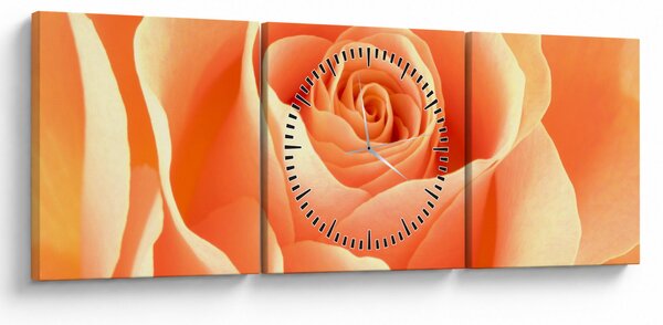 Obraz - Róże, kolor morelowy (z zegarem) (90x30 cm)