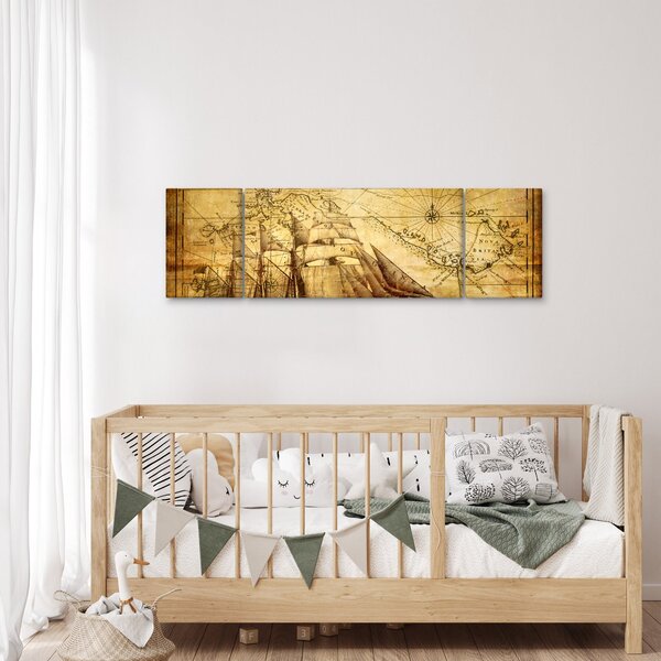 Obraz - Stara mapa (170x50 cm)