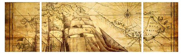 Obraz - Stara mapa (170x50 cm)