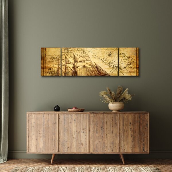Obraz - Stara mapa (170x50 cm)